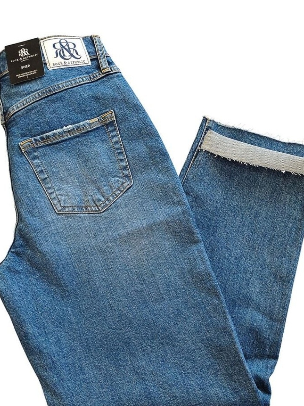 Rock & Republic Women's Mid Blue Straight-Leg Jeans